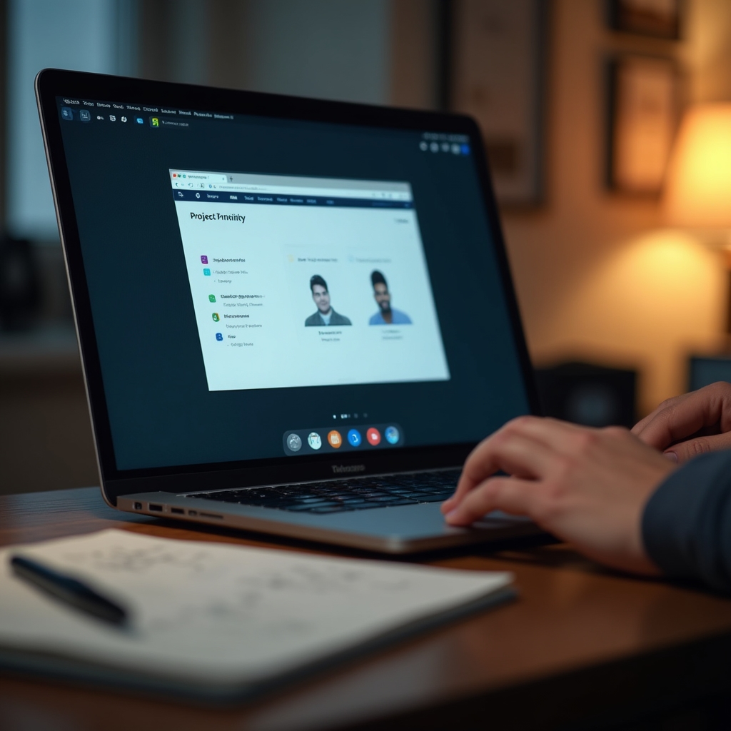 Obrazovka s poznámkami během živého webináře o řízení projektů